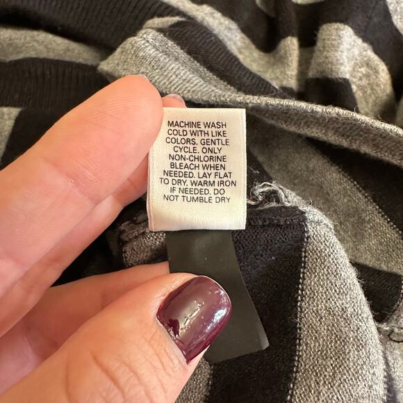 Express Striped Sweater Dress XS Black Gray Long Sleeve Y2K Bodycon Mini - Picture 8 of 9